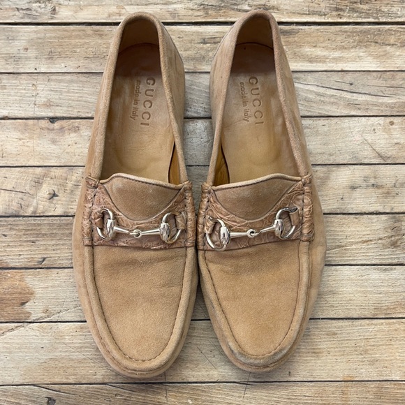 Gucci Tan Suede Leather Horsebit Loafer Shoes | Color: Tan | Size: 5.5 | Masvintage's Closet